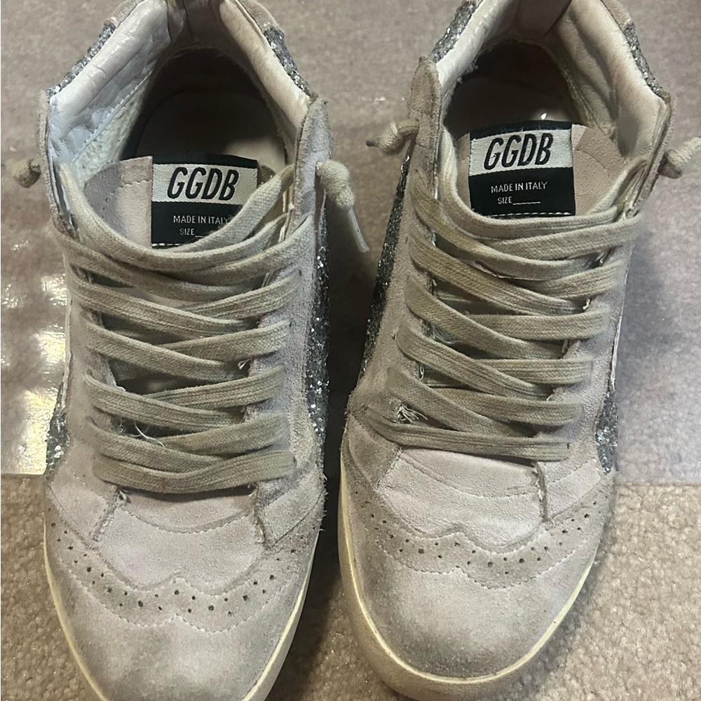 Golden Goose Silver and Gray Sneakers